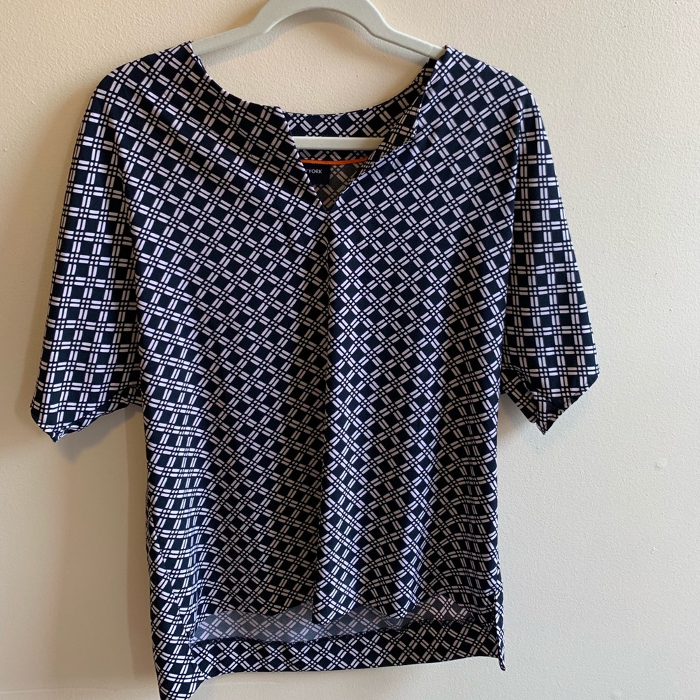 Patterned Navy Blue Blouse